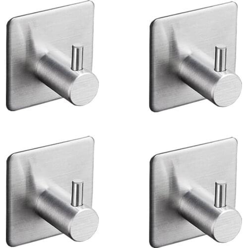 4pcs/set Robe Hook Bathroom Towel Hook Stainless Steel Coat Hook Clothes Hook Black Wall Hook for Bathroom Hardware