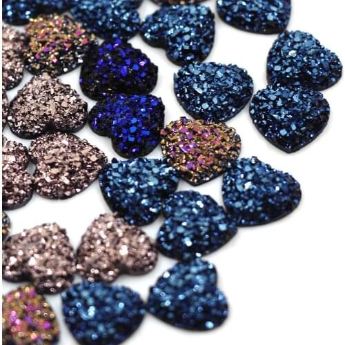 50Pcs/Lot 12mm Heart Cabochon Crystal Flat Back Rhinestones Resin Mineral Surface Rhinestones DIY Clothing Crystals For Decor