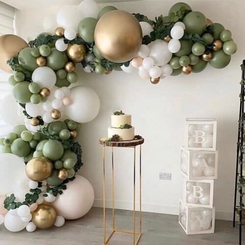 Avocado Green Balloons Garland Arch Kit Retro Green Chorme Gold Latex Globos Birthday Valentine Wedding Party Decors 2021