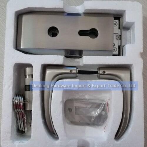 Frameless glass door handle locks with keys sliding door Central Glass Door lock with handle, glass door fittings