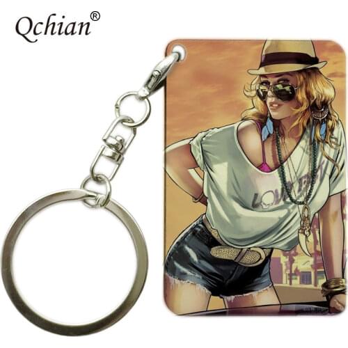 Figure print PS4 GTA 5 Game keychain Grand Theft Auto 5 Key Chain For Fans Key Ring Holder 6cm*4cm Llaveros Men Women Trinkets