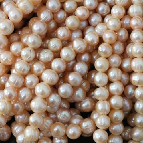 Natural orange freshwater pearl nearround loose beads 9-10mm factory price diy fine gift top quality jewelry making 15inch B1376