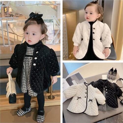 2021 winter Girls Kids cotton-padded Long coat clothes comfortable cute baby Clothes Children Clothing Toddler Warm Jacket 1-6Y