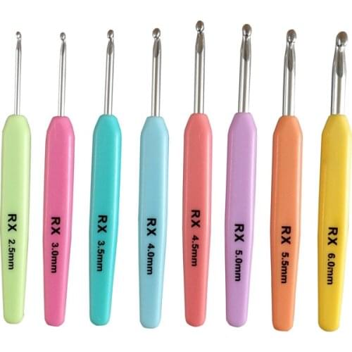 DONYAMY Hot 8 Size/Set Colorful Soft ABS &metal Crochet Knitting Needles