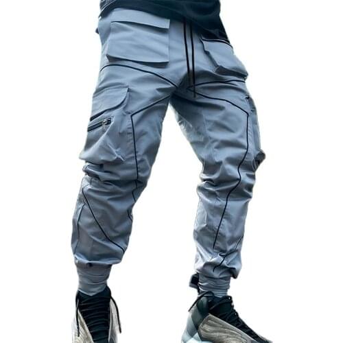 New 2021Hip Hop Casual Pants Mens Popular Logo Loose Straight Cargo Pants Multi Pocket Bunched SportswearTrousers брюки мужские