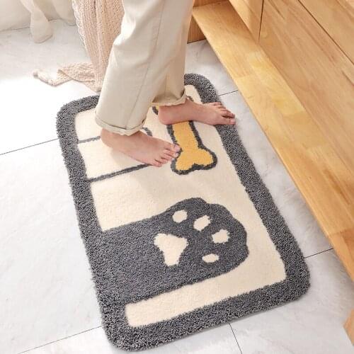 Flocking Bath Mat Non-slip Absorbent Microfiber Bathroom Rug Home Entrance Kitchen Door Mat Super Soft Bath Carpet Room Decor