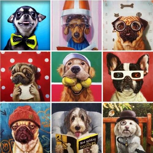 EverShine Diamond Mosaic Dog Cartoon Full Drill Square Diamond Painting Animals Picture Rhinestones Cross Stitch Kits