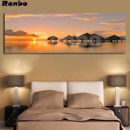 Diamond Embroidery Sunrise natural landscape 5D DIY Diamond Painting Full Square Drill Mosaic Picture Of Rhinestone Room Decor