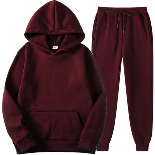 Two Piece Set Casual Fleece Tracksuit Women Winter 2020 Womens Sets Oversized Hooded Long Sleeve Hoodie Sport Pants Lady Suit