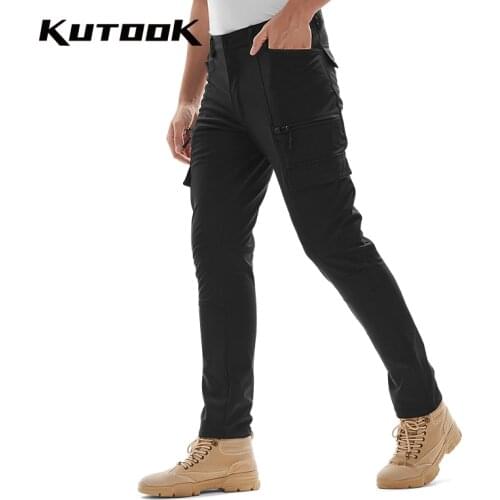 KUTOOK Mens Winter Autumn Motorcycle Pants Mtb Cycling Bicycle Downhill Clothing Warm Thermal Hydrophobic Multi-pocket Trousers