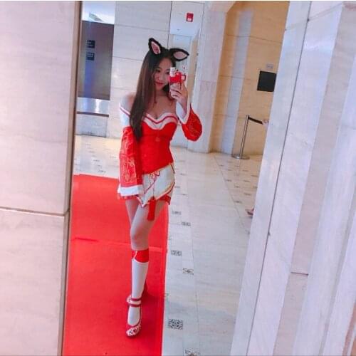 Hot Game LOL The Nine-Tailed Fox Ahri Cosplay Costume set