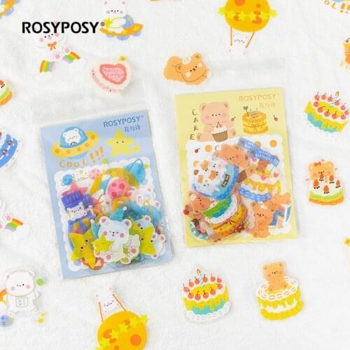 40 Pcs Japanese Stationery Stickers Cute Sticky Paper Kawaii Pvc Diary Rabbit Bear Sticker For Decoration Diary Scrapbooking