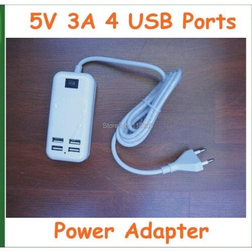 5V 3A 4 USB Ports EU US UK Plug Wall Charger Power Adapter Supply with 1.5M Cable for Charger