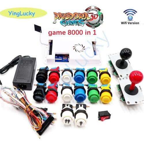 New pandora box 3D wifi 8000 in 1 diy arcade kit with SANWA joystick 28mm button for Arcade Console machine Home closet packa