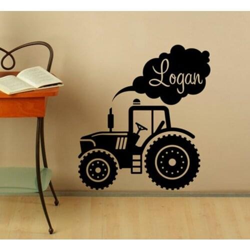 Personalized Name Tractor Decoration For Kids Bedrom Vinyl Art Custom Name Wall Sticker Fashion Boys Home Decor XL72