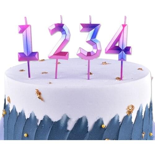 Happy Birthday Number Cake Candles Colorful 0 1 2 3 4 5 6 7 8 9 Cake Topper Kids Girls Boys Bar Baby Party Supplies Decoration
