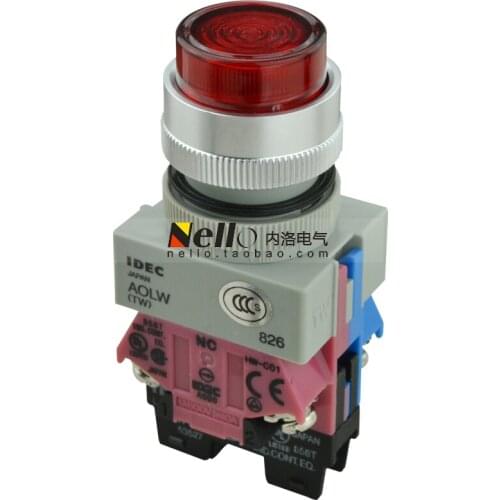 [SA]Japan and the spring IDEC 22MM red illuminated pushbutton switch AOLW22211DR 24VAC / DC 1NO1NC--5pcs/lot