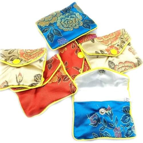 Free Shipping 12pcs Colors 8*10cm Chinese Silk Pouch Wallet Coin Purse Random Color Bags Jewelry Gift