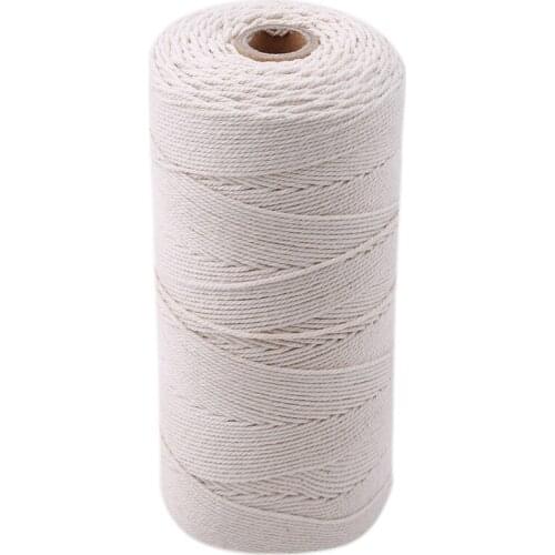 Soft Braided 1-3mm Cotton Cord Decoration Rope Beige Cotton Rope Hand Woven Drawstring 200-400M