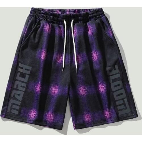 Fashion Hip Hop Reflective Printing Casual Cargo Shorts Mens Summer Streetwear All-match Loose Drawstring Running Shorts Male