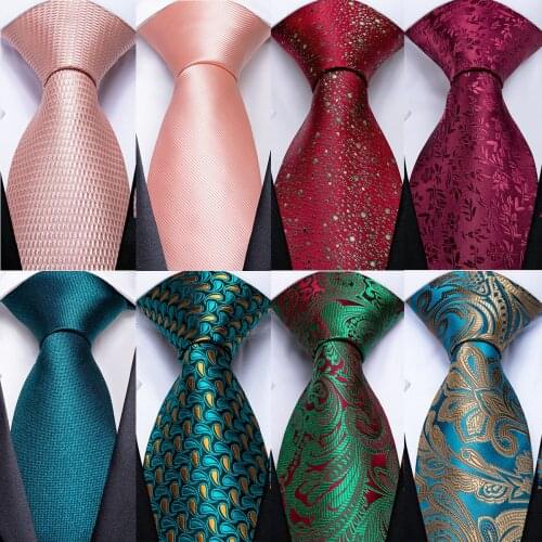 Wedding Men Tie Pink Red Teal Green Solid Silk Mens Tie Business Neckties for Men Cravatte Formal Party Fashion DiBanGu Design