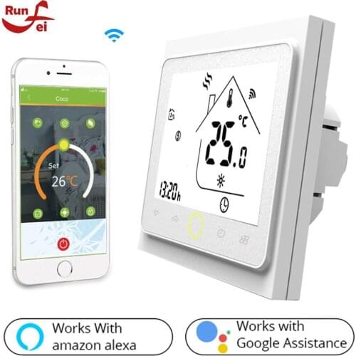 WiFi Smart control Thermostat Temperature Controller for Water/Electric floor Heating Water/Gas Boiler Works with Alexa Google