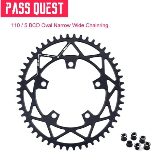 PASS QUEST 110 / 5 BCD 110BCD Oval Road Bike Narrow Wide Sprocket 42T-52T Bike Chainwheel For 3550 APEX RED