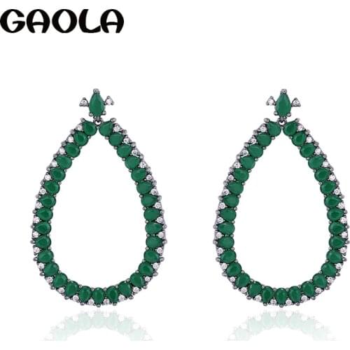 GAOLA Luxury CZ Crystal Fashion Jewelry Dangle Earrings For Women Fashion Clear Waterdrop Shape Earring Bijoux