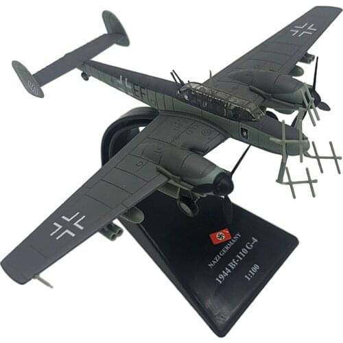 1/100 Scale Fighter Model BF-110 German Plane Office Decoration 12x16cm