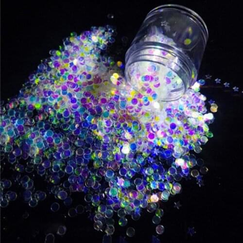 1jar Holo Acrylic(1+2+3mm)Mix Size Moon/Star/Heart/Round Sequins Flake Ultra thin Shinny Nail Glitter AB Color Sequins In Box