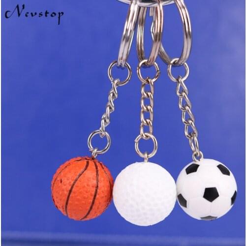 1Pcs Hot Selling Football Basketball Golf Ball Pendant Keyring Sports Metal Keychain Car Key Chain Key Ring KC60