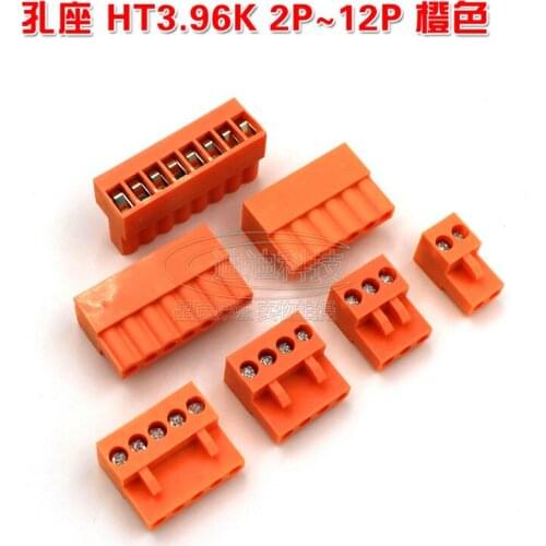 10sets Plug-in PCB terminal block HT3.96 plug hole orange 2/3/4/5/6/7/8 ~ 10P Curved needle seat