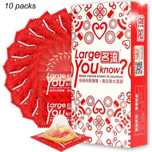 10pcs LARGE Size Condoms for BIG PENIS TRUE MAN Plus Size 55mm Condones Ultra Safe Penis Sleeve Natural Latex Contraception Tool