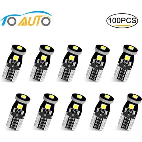100Pcs T10 Led Canbus W5W Led Bulbs 168 194 6000K White Signal Lamp Dome Reading License Plate Light Car Interior Lights Auto 12