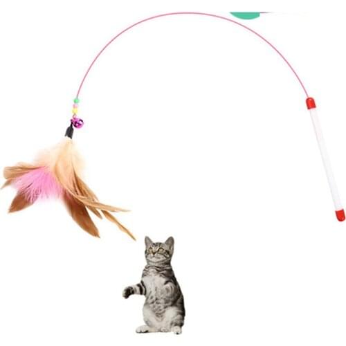 100cm Length High Quality Pet Cat Toy With Bell Newly Design Bird Feather Plush Plastic Toy for Cats Cat Catcher Teaser Toy
