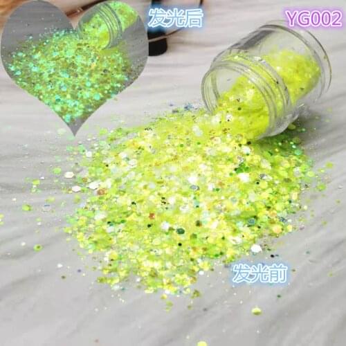 12 Color Luminous Nail Glitter Mixed Sequins Sparkly Nail Glitter Powder Fluorescent Tips Glow In The Dark Nail Glitter 50g/Bag