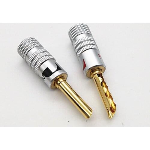 4pcs 24K Gold Plated Copper BFA 4mm Banana Plug Male Speaker Connector Nakamichi RCA red black Terminals