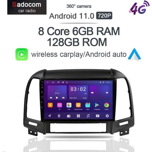 360 Panoramic Carplay 6G+128G Android 10.0 Car DVD Player GPS WIFI Bluetooth 5.0 RDS Radio For Hyundai Santa FE IX45 2006 - 2012