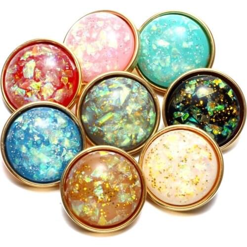 8pcs/Lot Discolored Acrylic Charms 18mm Snap Button Jewelry For 18mm Snaps Bracelet Snap Jewelry KZHM050G/S