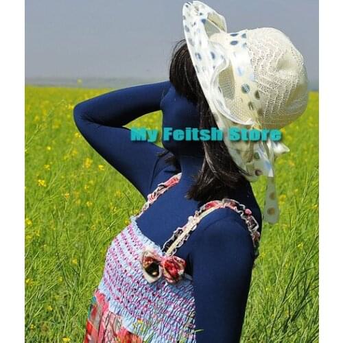 AL916) Custom Navy Blue Super Quality Modal Tights Unisex Zentai Suit Fetish Costume Halloween Party Costume Fetish Wear