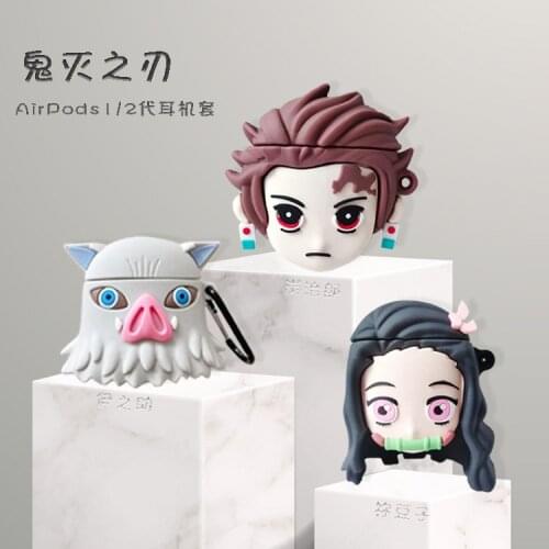 Anime cool Demon Slayer headphone cover Kamado Tanjirou Kamado Nezuko PVC cartoon soft protective shell