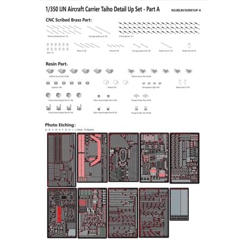 VeryFire BELBV350901UP.A 1/350 IJN AIRCRAFT CARRIER TAIHO Detail Up Set Part A
