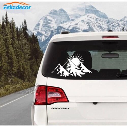 Black/Silver The Sun And The Mountains Car Sticker Vinyl Fun Personality Car Window Decal Accessories Car Styling C1032