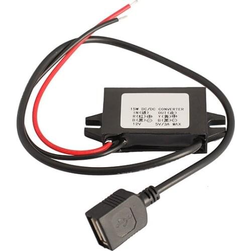 Car Charger Converter Adapter 12V To 5V 3A 15W Step Down Module With Micro USB Mini USB for Auto USB Female Port 14/23mm Cable