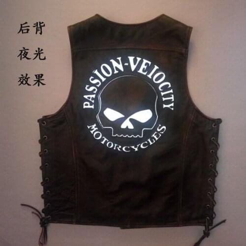 Free shipping,100% Genuine men vest.Cool motorbiker mens vests,skull sleeveless leather jacket Brand sales style