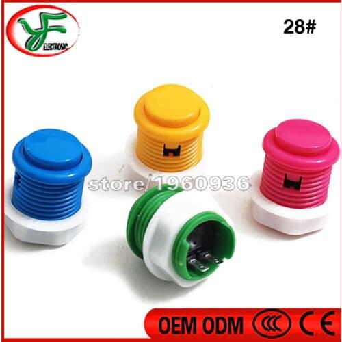 Free shipping 28mm&24mm 2 Pins Momentary Push Button Jamma Mane Arcade Game Machine Parts