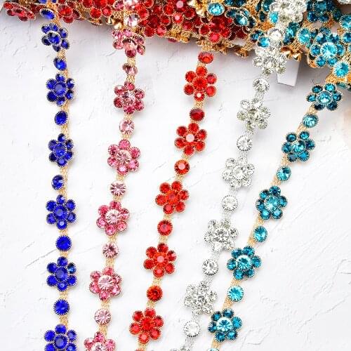 Shiny Clear Sunflower Shape Rhinestone Decorative High Heal Shoes Diamond Cup Chain Crystal Trim Embellishment DIY Clothes Bags