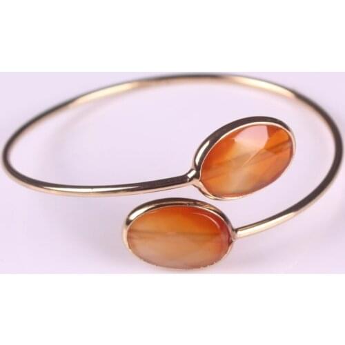 Gold Tone Crystal Quartz Chakra Inlay Oval White Pink Natural Stone Beads Cuff Bangle Bracelet for Men Women Jewelry