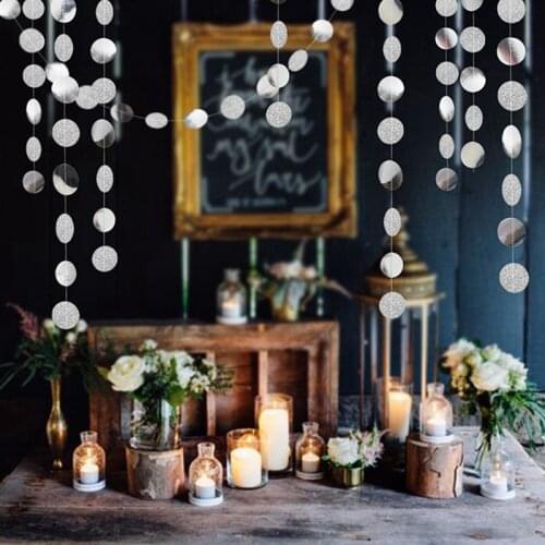 Champagne Round Garland Wreath Rose Gold Paper Banner Party Fine Decoration Supplies