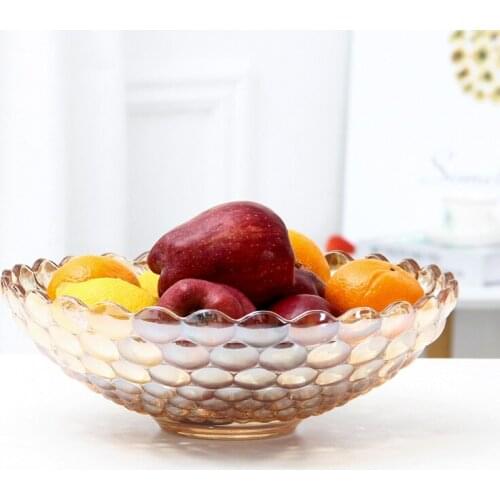 Household Glass Material Beaded Fruit Bucket Candy Dried Fruit Snacks Fruit Plate Living Room Coffee Table Home Decoration